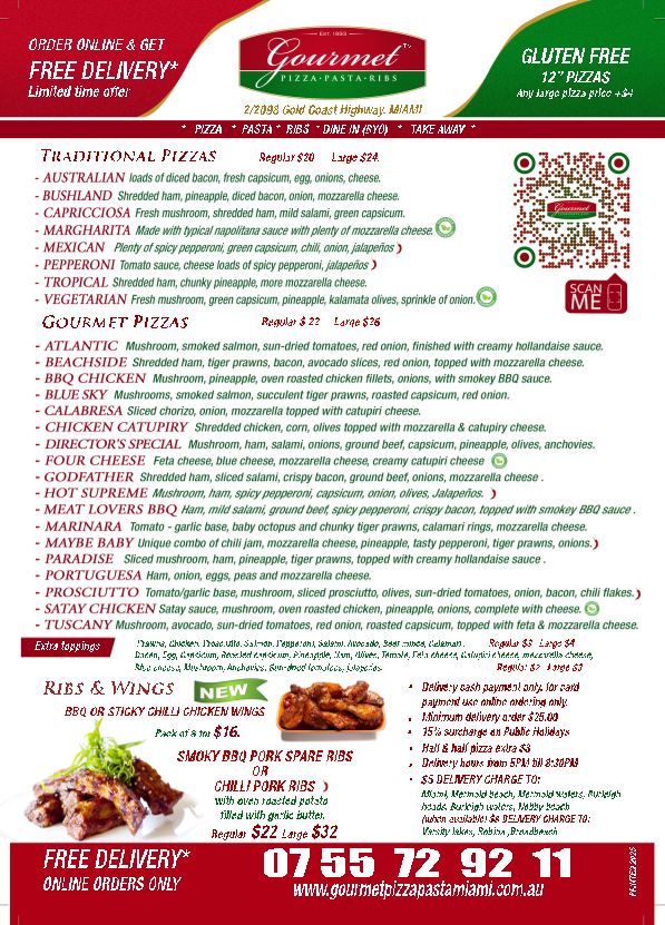 Menu Gourmet Pizza & Pasta Ribs Miami-2
