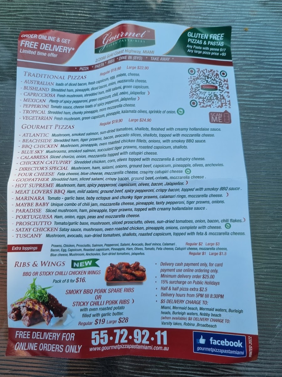 Menu Gourmet Pizza & Pasta Ribs Miami-5